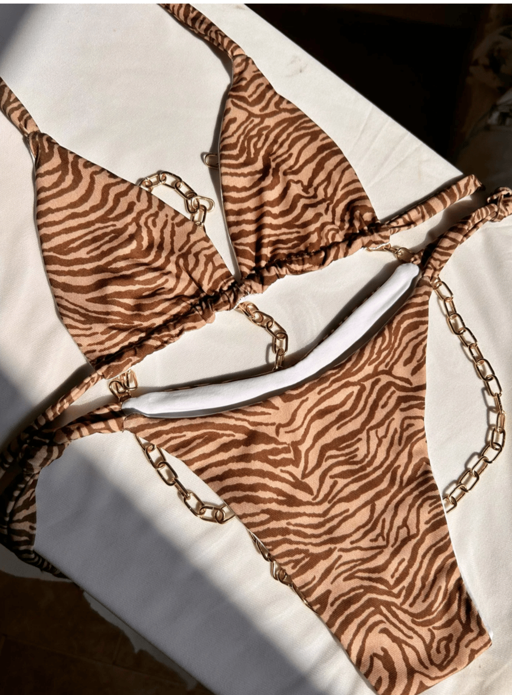 Image of the safari zebra reversible bikini set