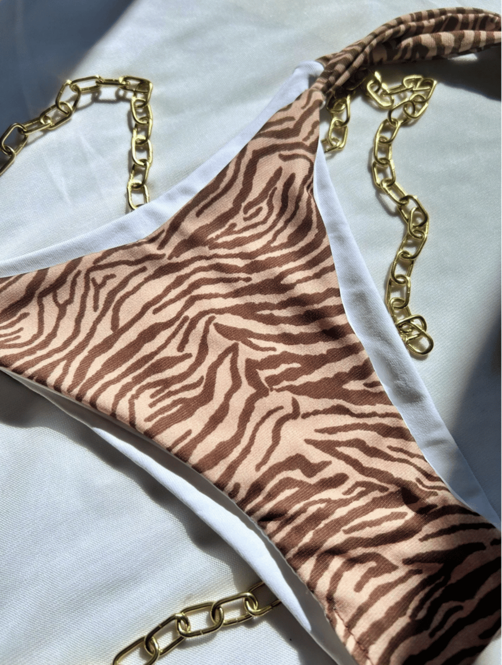 Image of the safari zebra reversible bikini set