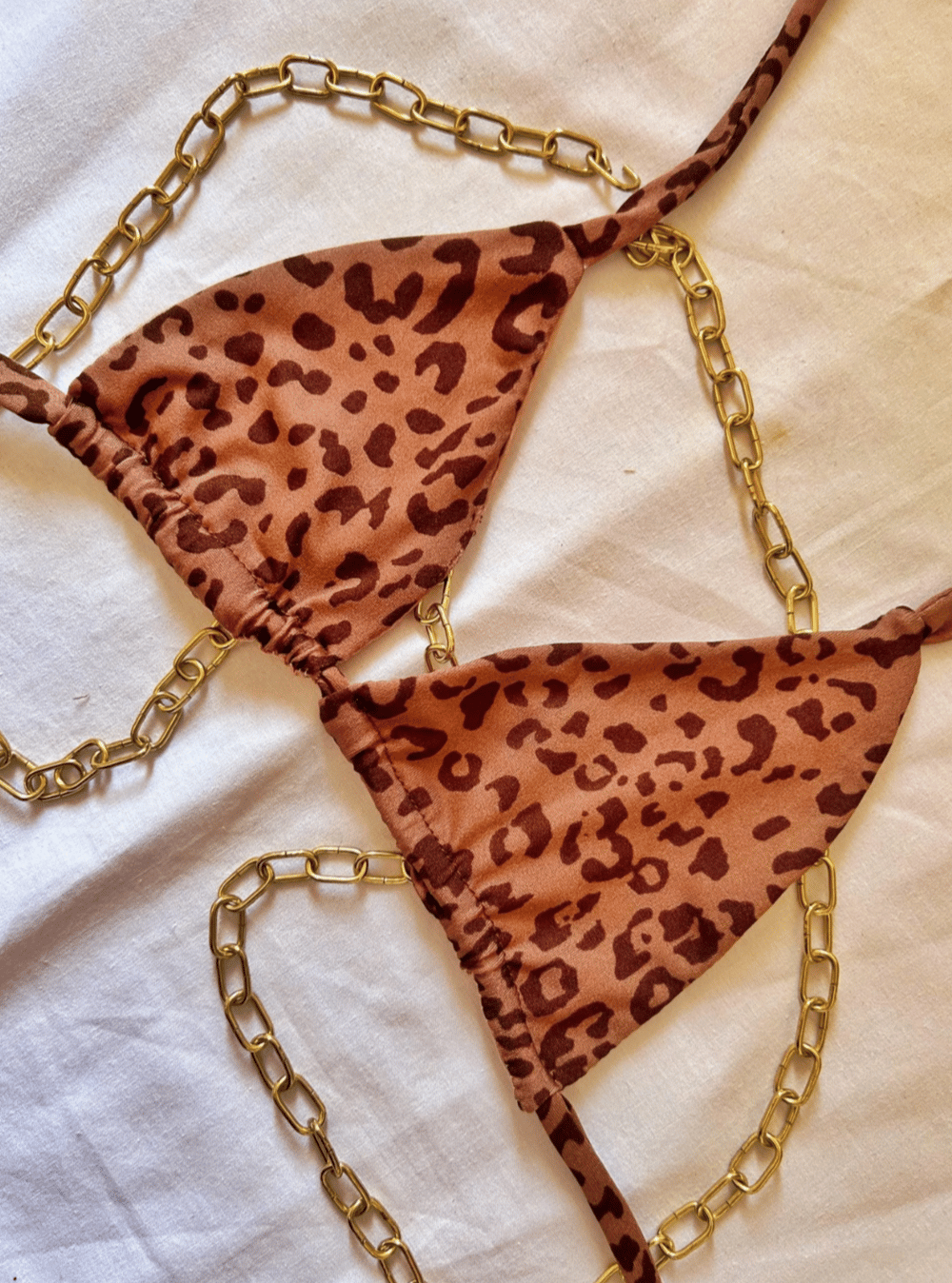 Image of the leopard triangle reversible bikini set