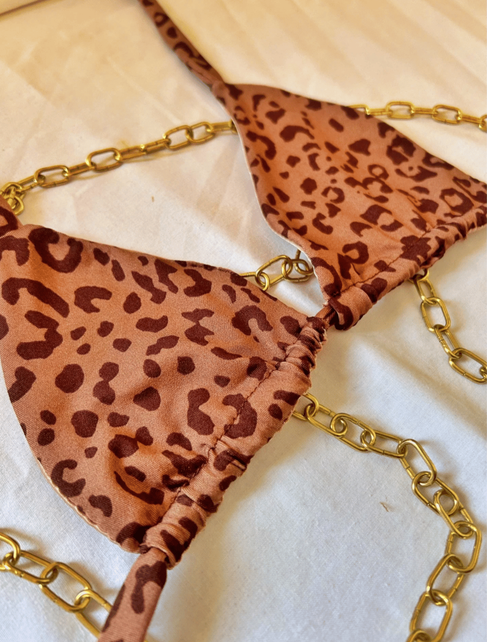 Image of the leopard triangle reversible bikini set
