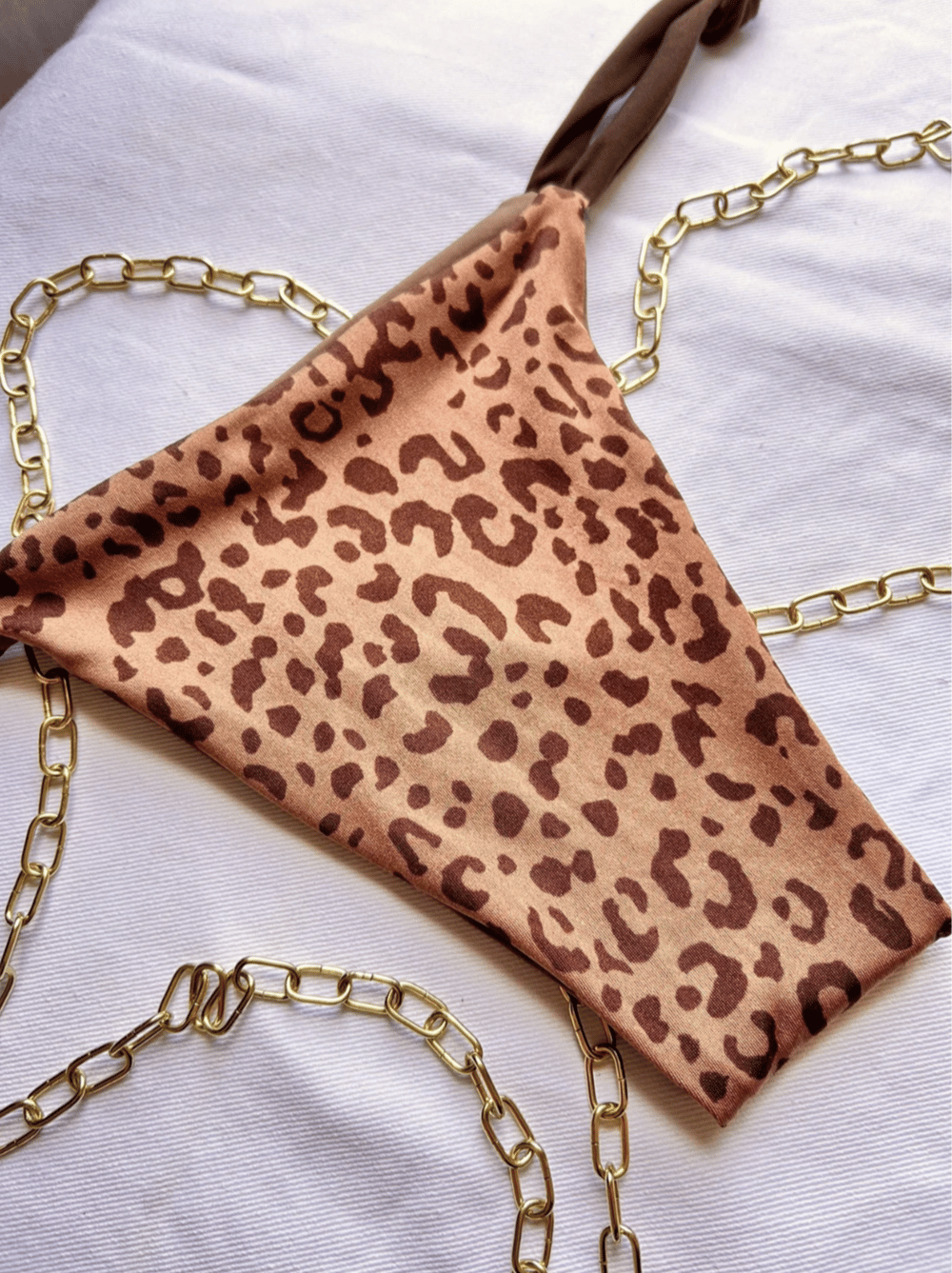 Image of the ruched leopard square bikini set
