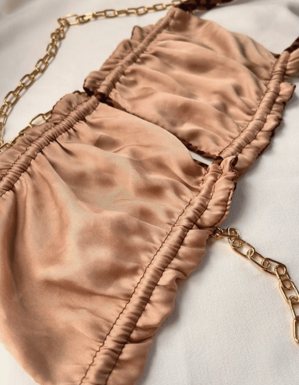 Image of the ruched leopard square bikini set