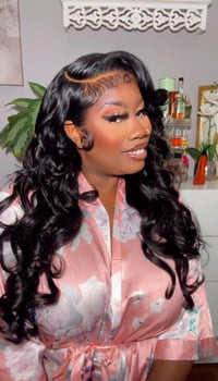 Image 4 of Jet Black 13x6 Lace Front Body Wave Wig in 24”