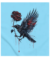 Image 1 of Raven With Bleeding Red Rose Gothic T-Shirt