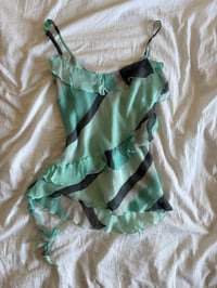 Image 5 of Vintage Y2K blue striped silk ruffle Zara Larsson style cami 