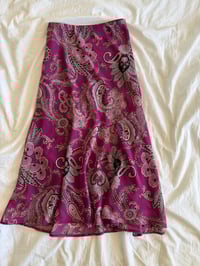 Image 2 of Vintage Y2K pink paisley floral floaty midi skirt 
