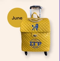 Image 1 of (June)RHOyalty Sigma Gamma Rho Trolley Bag , Gold, Blue 
