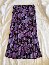 Image 1 of Vintage Y2K black and purple floral midi skirt 