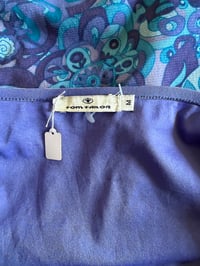 Image 2 of Vintage Y2K blue floral micromesh midi skirt with lettuce hem 