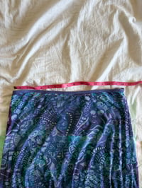 Image 3 of Vintage Y2K blue floral micromesh midi skirt with lettuce hem 