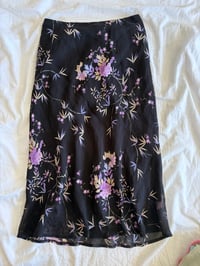 Image 1 of Vintage Y2K black and purple floral floaty skirt