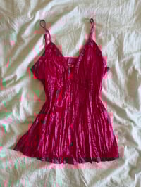 Image 1 of Vintage Y2K hot pink sequin and beaded crinkle cami top 