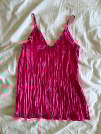 Image 2 of Vintage Y2K hot pink sequin and beaded crinkle cami top 