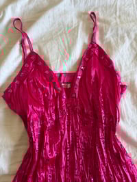 Image 3 of Vintage Y2K hot pink sequin and beaded crinkle cami top 