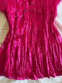 Image 4 of Vintage Y2K hot pink sequin and beaded crinkle cami top 