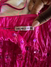 Image 5 of Vintage Y2K hot pink sequin and beaded crinkle cami top 