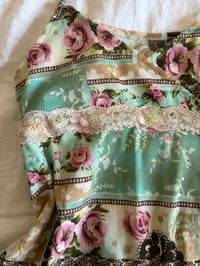 Image 3 of Vintage Y2K rare patchwork asymmetrical hem floral sequin cami top 