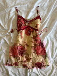 Image 1 of Vintage Y2K floral and sequin tie back cami 