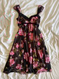 Image 1 of Vintage Y2K Morgan de Toi black floral dress with polka dots on cups
