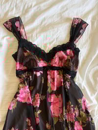 Image 2 of Vintage Y2K Morgan de Toi black floral dress with polka dots on cups