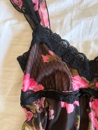 Image 3 of Vintage Y2K Morgan de Toi black floral dress with polka dots on cups