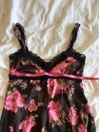 Image 5 of Vintage Y2K Morgan de Toi black floral dress with polka dots on cups