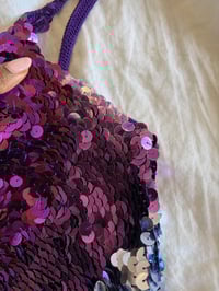 Image 4 of Vintage Y2K purple and silver sequin crochet cami 