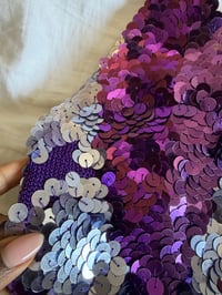 Image 5 of Vintage Y2K purple and silver sequin crochet cami 