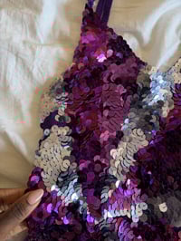 Image 6 of Vintage Y2K purple and silver sequin crochet cami 