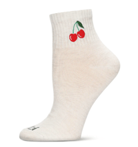 Image 3 of Embroidery Athletic Quarter Socks in Cherry, Lemon, or Strawberry
