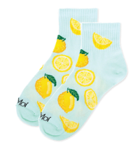 Image 7 of Embroidery Athletic Quarter Socks in Cherry, Lemon, or Strawberry