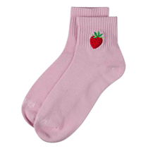 Image 9 of Embroidery Athletic Quarter Socks in Cherry, Lemon, or Strawberry