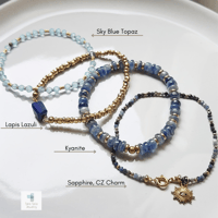 Image 3 of Blue Gemstone Beaded Bracelet Stack