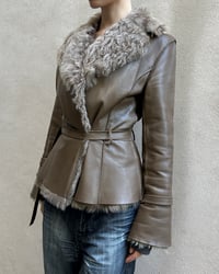 Image 1 of TAUPE MOUTON LEATHER JACKET
