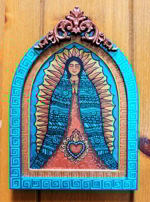 Image of ¡MINI LUPITAS! ~ Small Original Painting of Guadalupe Tonantzin con Corazon