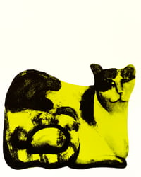 Green Tuxedo Cat Screenprint 
