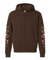 Image 2 of Woodland Fox Brown Zipper Hoodie (Unisex)