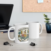 Image 2 of Ceramic Mug — 'Finally Facing My Demons' Vintage Bike Graphic Coffee Mug (11oz & 15oz)