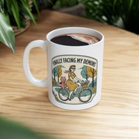 Image 3 of Ceramic Mug — 'Finally Facing My Demons' Vintage Bike Graphic Coffee Mug (11oz & 15oz)