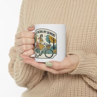 Image 4 of Ceramic Mug — 'Finally Facing My Demons' Vintage Bike Graphic Coffee Mug (11oz & 15oz)