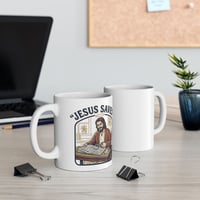 Image 2 of Ceramic Mug - "Jesus Saves" Vintage Coffee Mug | (11oz, 15oz)
