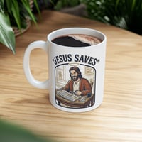 Image 3 of Ceramic Mug - "Jesus Saves" Vintage Coffee Mug | (11oz, 15oz)