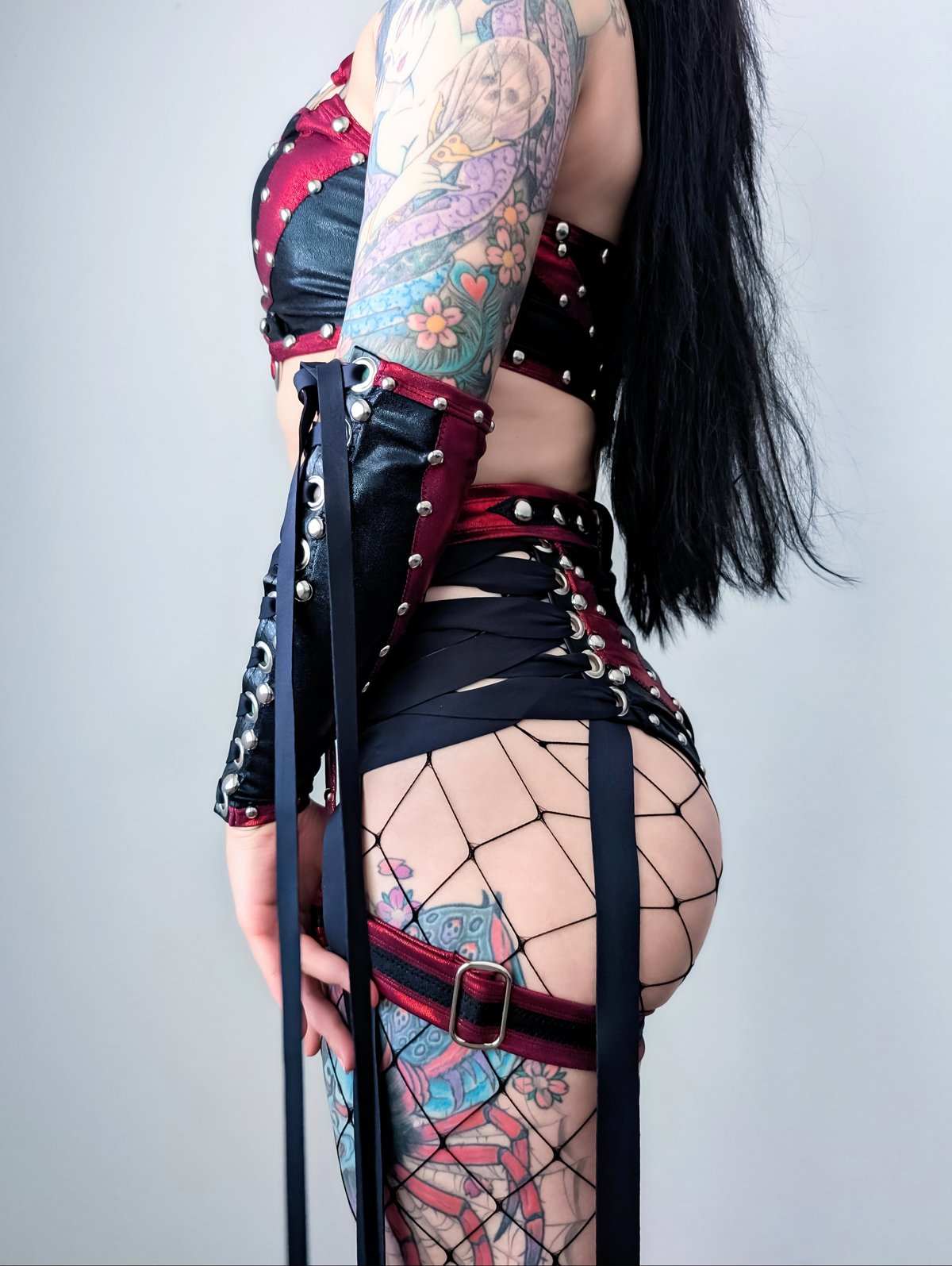 Copy of Black on Black Bikini Set w/ Belt, Garters, & Gloves