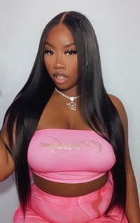 Image 1 of Jet Black 360 Kinky Straight Lace Wig in 24”