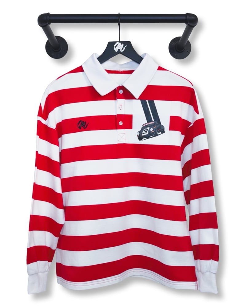 Image of Rally Racer Striped Rugby-Red/White