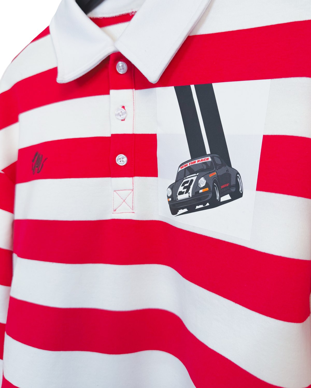 Image of Rally Racer Striped Rugby-Red/White