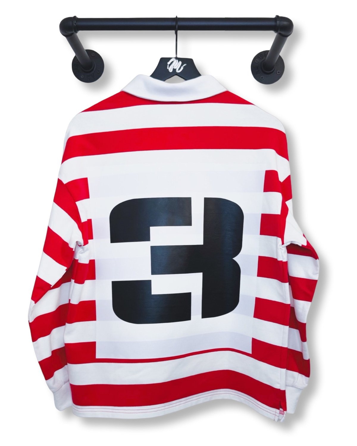 Image of Rally Racer Striped Rugby-Red/White
