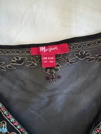 Image 4 of Vintage Y2K Monsoon silk black embroidered bell sleeve fairy top