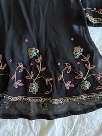 Image 5 of Vintage Y2K Monsoon silk black embroidered bell sleeve fairy top