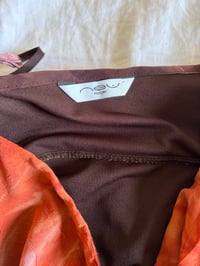 Image 3 of Vintage Y2K asymmetrical hem brown and pink tie dye ruched bust halter neck fairy cami